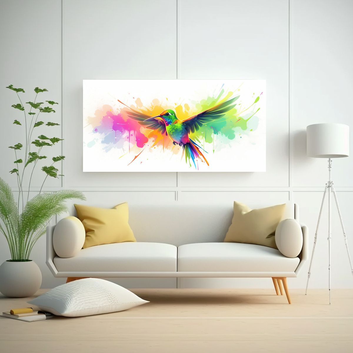 GENERICO - Cuadro Moderno Equilibrio Colibrí En Colores 60x30 Cm