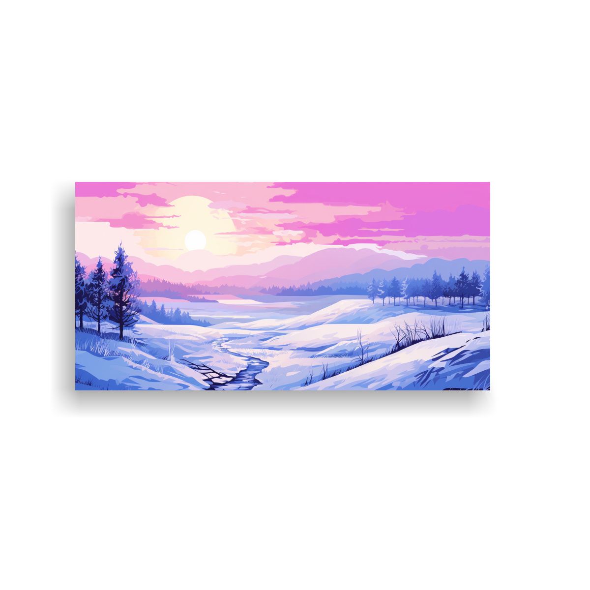 GENERICO - Paisaje Invernal Con Colores Púrpuras Arte De 60x30 Cm