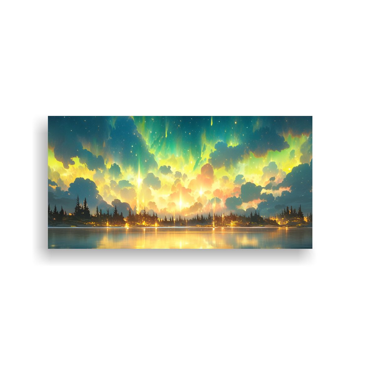 GENERICO - Pintura Abstracta De Luces Del Norte Con Colores 60x30 Cm