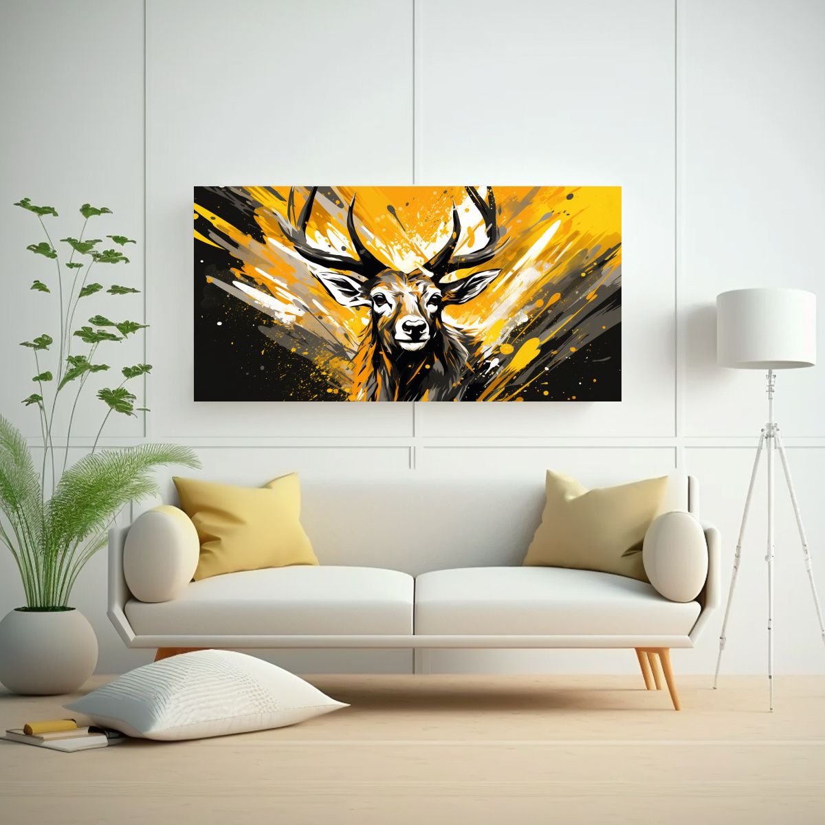 GENERICO - Cuadro Concepto Duradero Antílope En Dorado Y 100x50 Cm