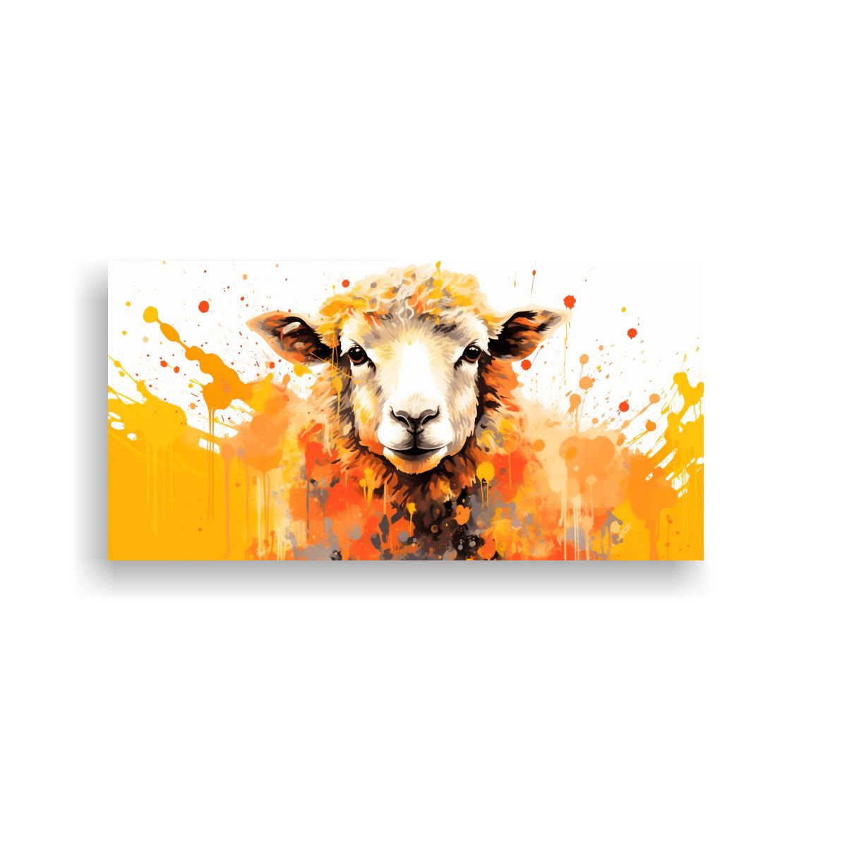 GENERICO - Pastel Y Naranja Cuadro Oveja Equilibrio Visual 80x40 Cm
