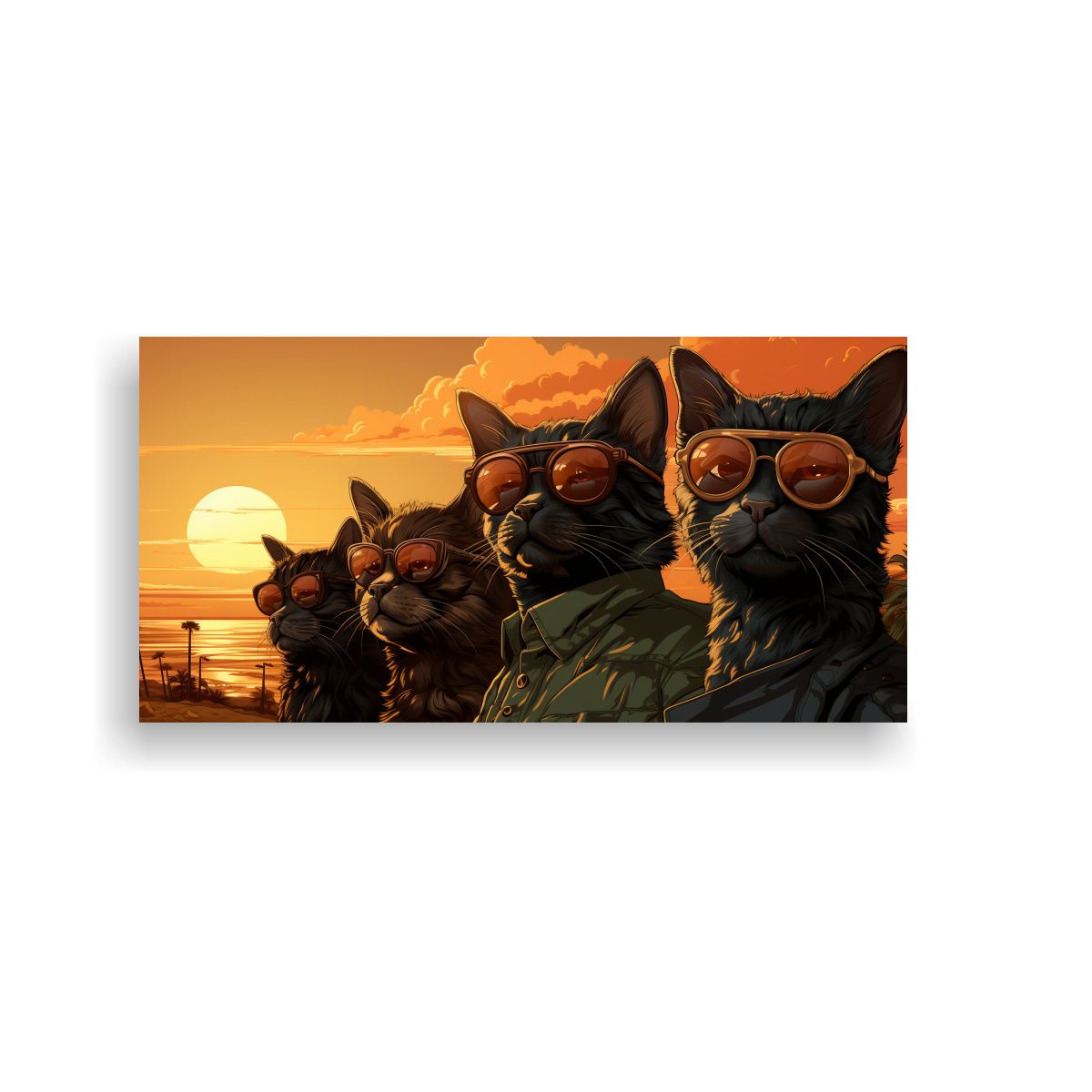GENERICO - Cuadro Vida California Gatitos Estilo Retro 100x50 Cm