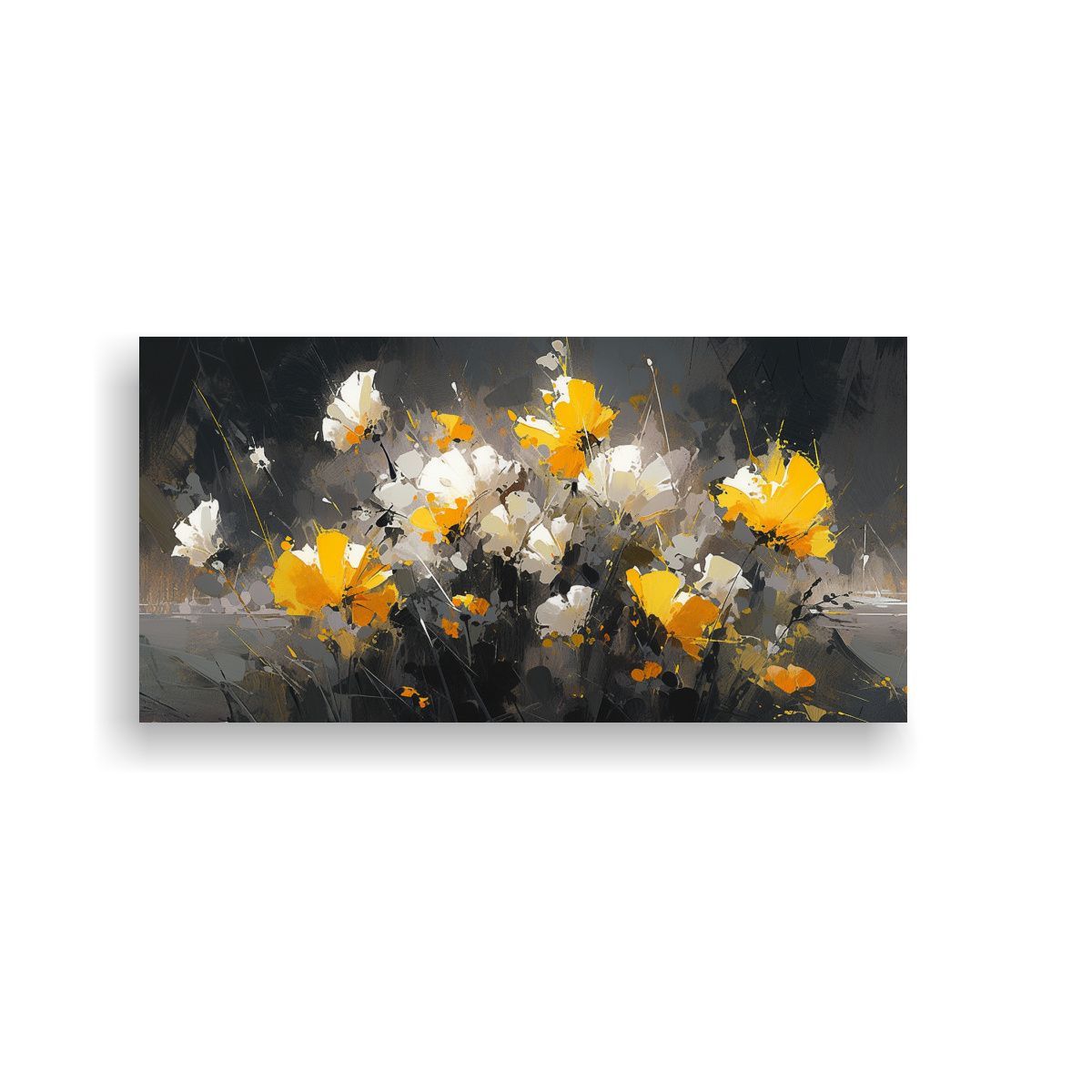 GENERICO - Pintura En Lienzo De Flores Amarillas Y Negras 80x40 Cm