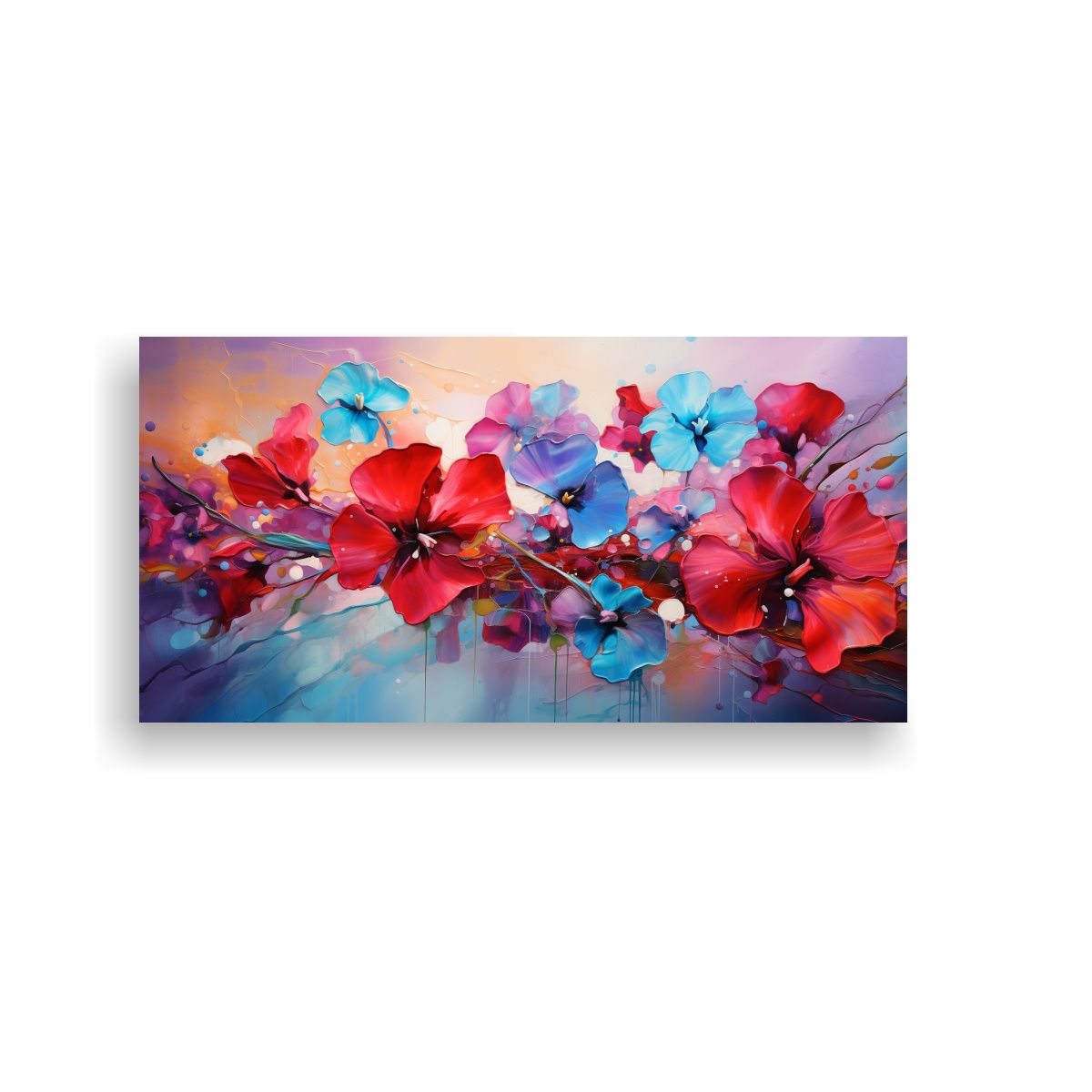 GENERICO - Pinturas Decorativas De Flores Violetas Rojas Y 60x30 Cm