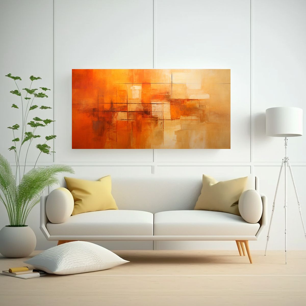 GENERICO - Pinturas Acuarela Abstractas En Naranja Para 100x50 Cm