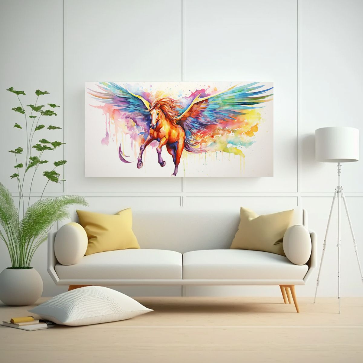 GENERICO - Perspectiva De Un Pegaso En Acuarelas Y Colores 100x50 Cm