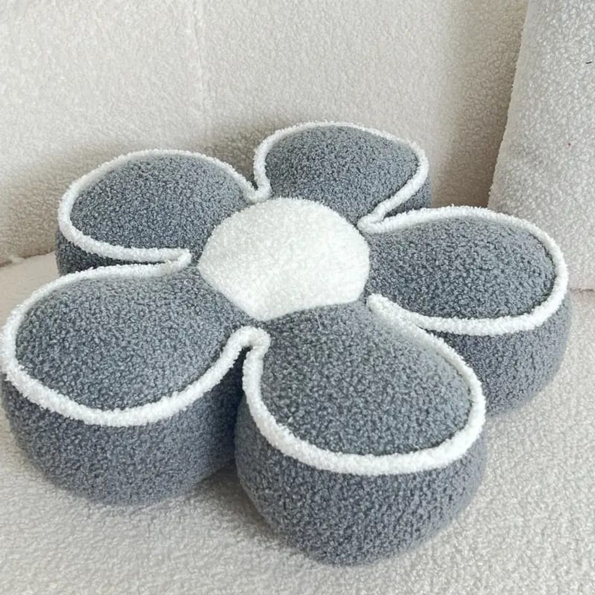 HOMEY - Pack de 2 Cojines En Forma de Flor, Felpa, Color Gris.