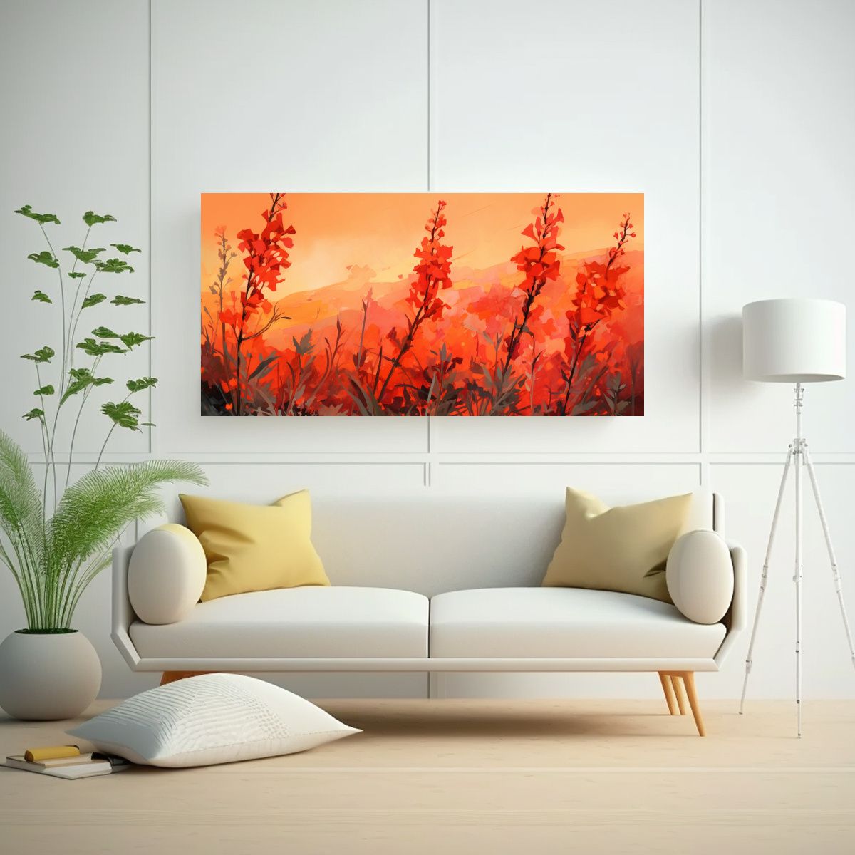 GENERICO - Cuadro Inspirador Fuego De Hierbas En Colores 80x40 Cm