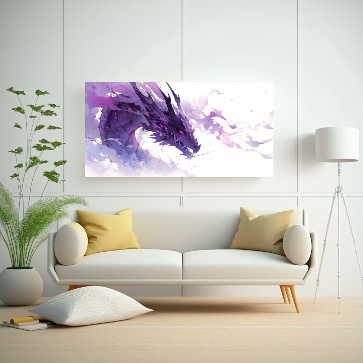 GENERICO - Pintura De Dragón En Acuarelas Y Colores 80x40 Cm