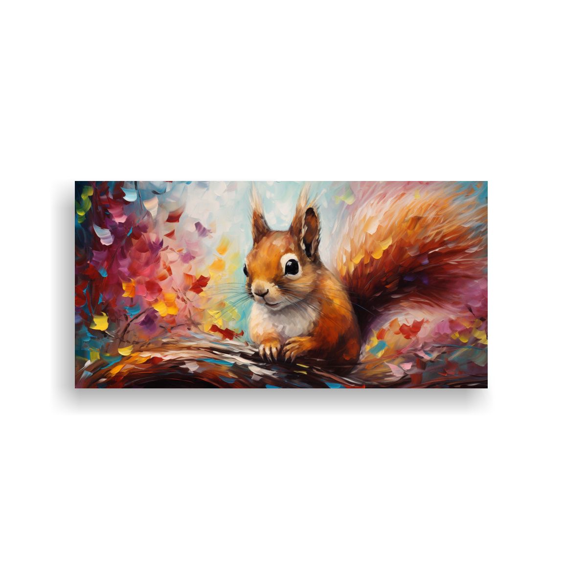 GENERICO - Cuadro Vanguardia Fantasía Ardillas Pintura Al 60x30 Cm