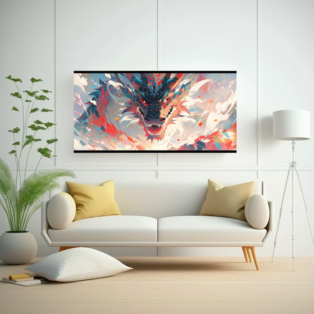 GENERICO - Pintura Decorativa Exclusiva De Dragón En 100x50 Cm