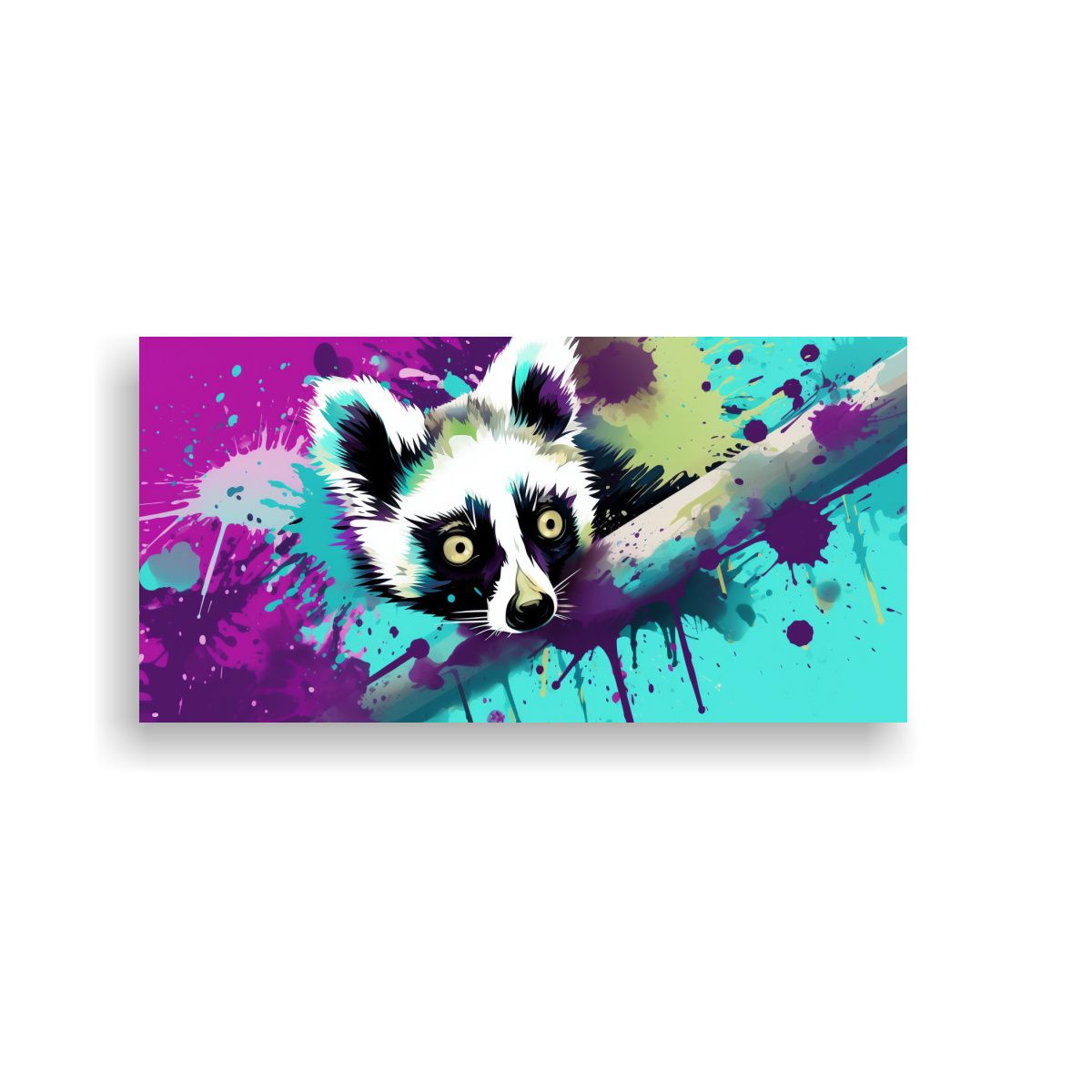 GENERICO - Pintura Movimiento Lemur En Colores Menta Y 100x50 Cm