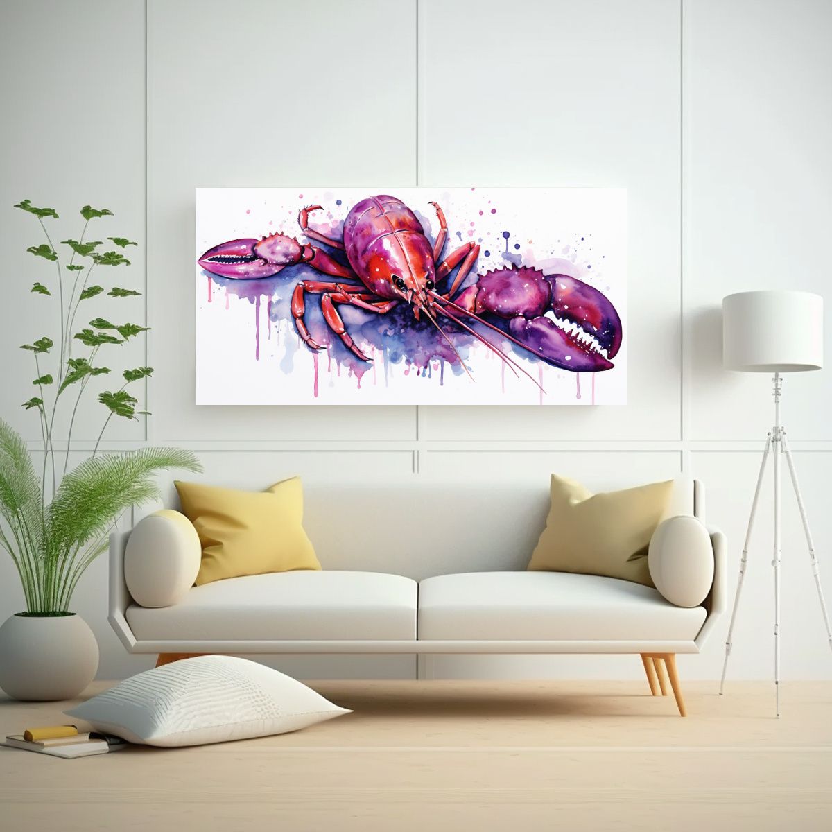 GENERICO - Patron Intenso De Arte Langosta En Acuarela Y 60x30 Cm