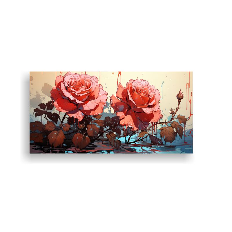 GENERICO - Lienzo Diseño Calidez Pintura Decorativa De Rosa 80x40 Cm