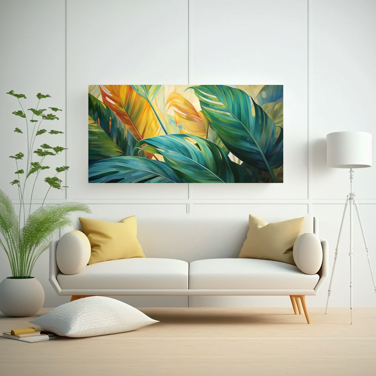 GENERICO - Pintura Abstracta De Hojas De Palma En Estilo 100x50 Cm