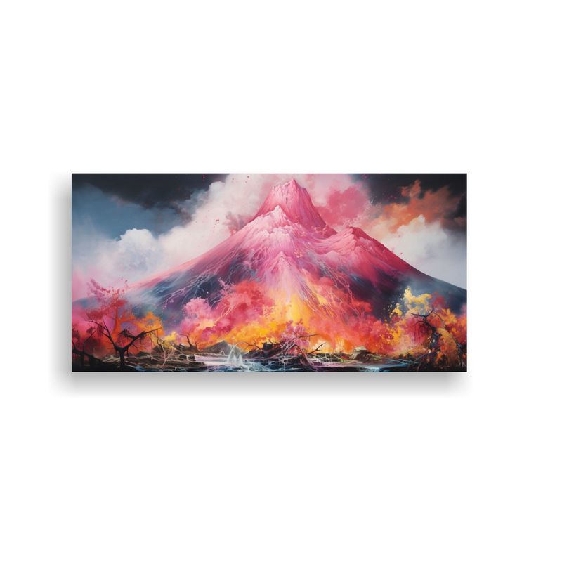 GENERICO - Pintura Abstracta Del Tema Poder De Un Volcán 60x30 Cm