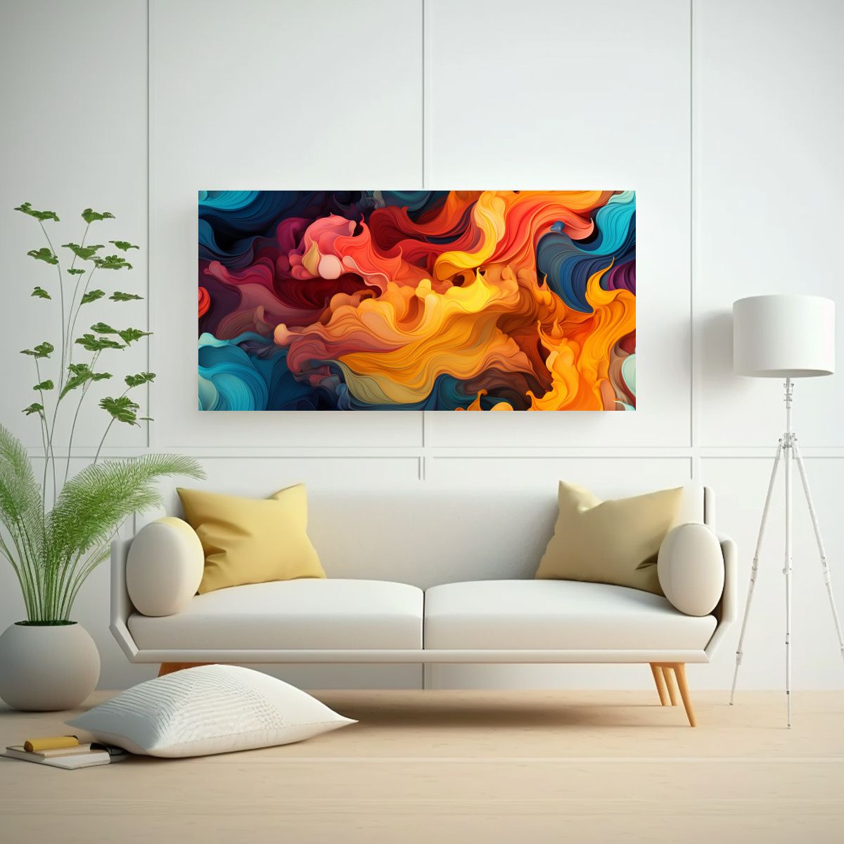 GENERICO - Tela En Bastidor Pintura Abstracta única 60x30 Cm