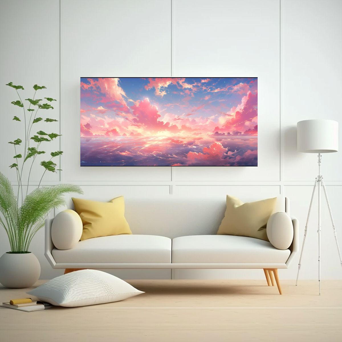 GENERICO - Lienzo Coloreado De Cielos Al Amanecer Y Al 80x40 Cm