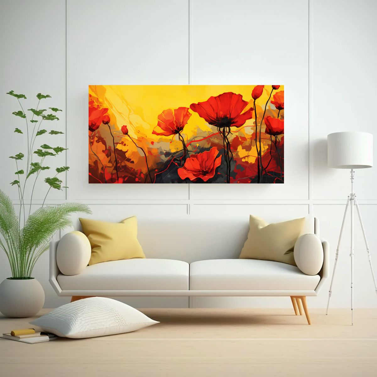 GENERICO - Lienzo De Tela Amarillo Y Rojo De Alta Calidad 100x50 Cm