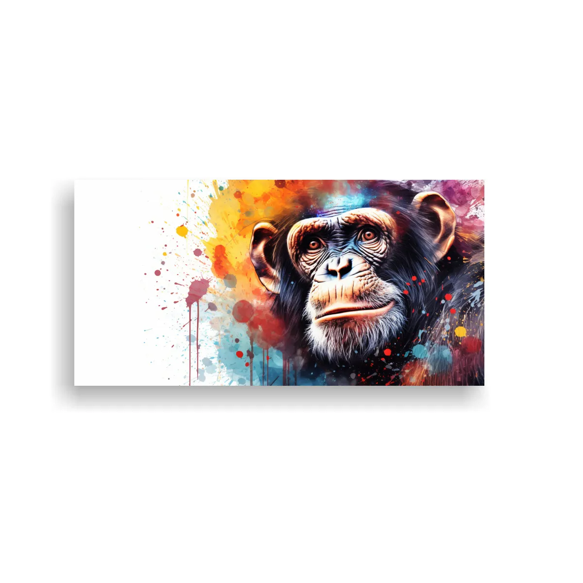GENERICO - Cuadro Moderno Rectangular De Chimpancé En 80x40 Cm