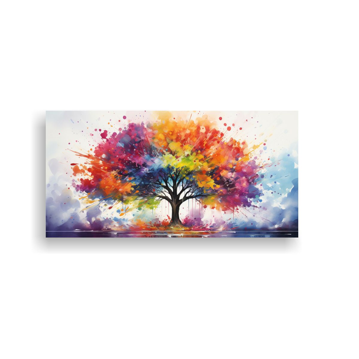 GENERICO - Pintura Abstracta De Colores Del Arco Iris En Un 100x50 Cm.