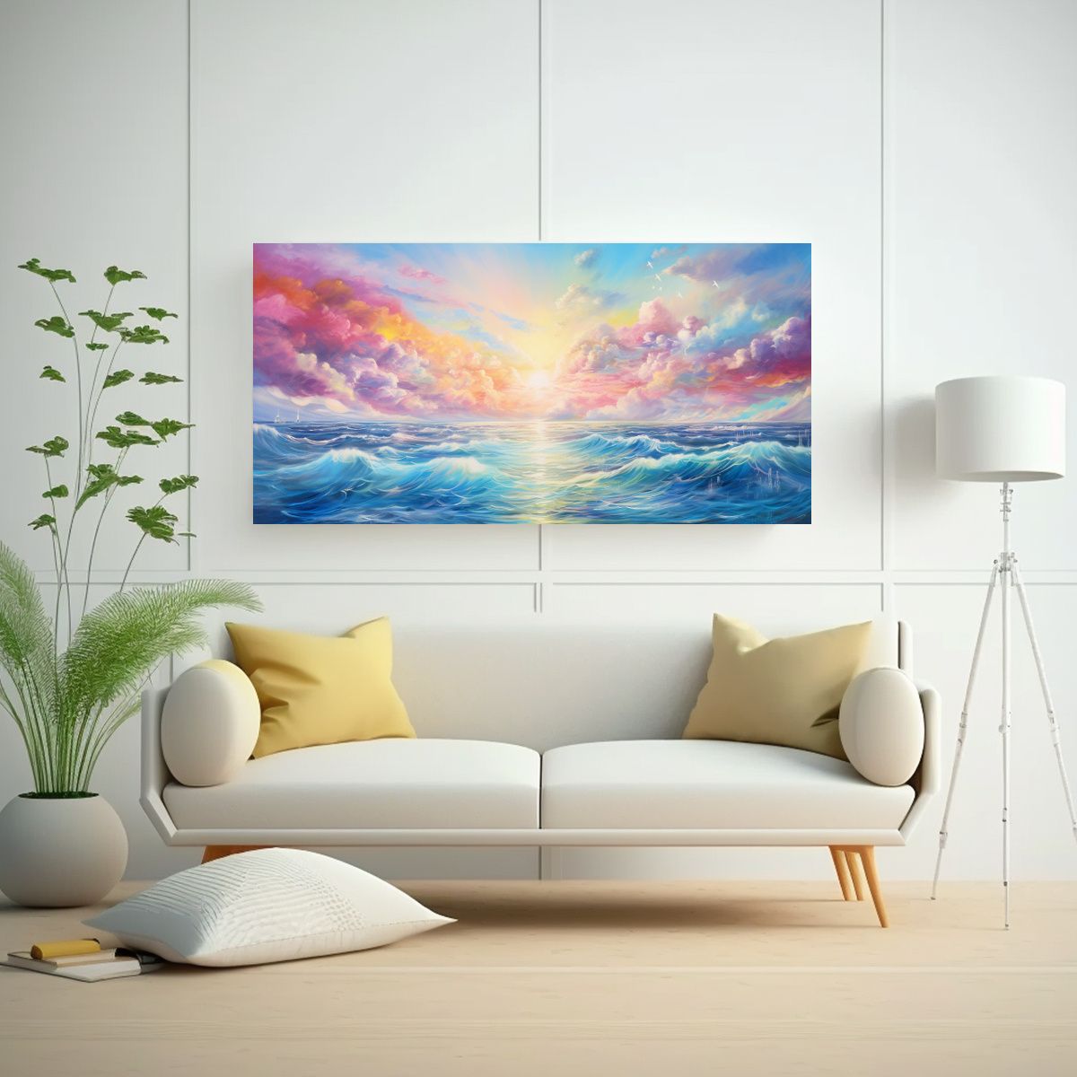 GENERICO - Pintura Decorativa Aire Mar Arcoíris Acuarela 100x50 Cm