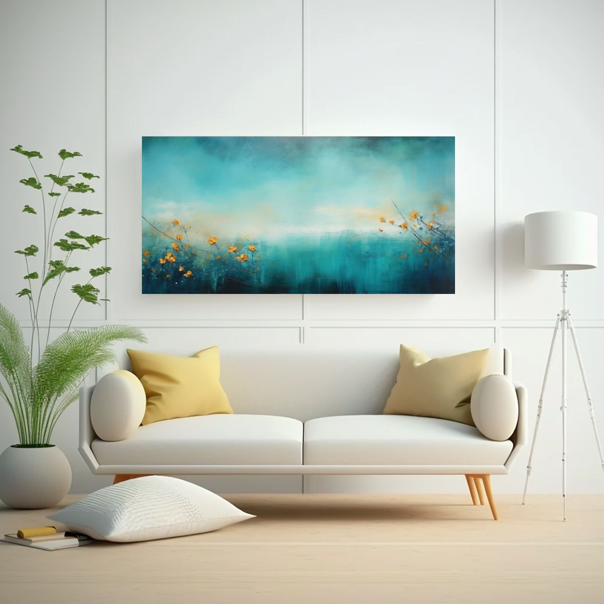 GENERICO - Composición Cuadro Dormitorio Abstracto Paisaje 100x50 Cm