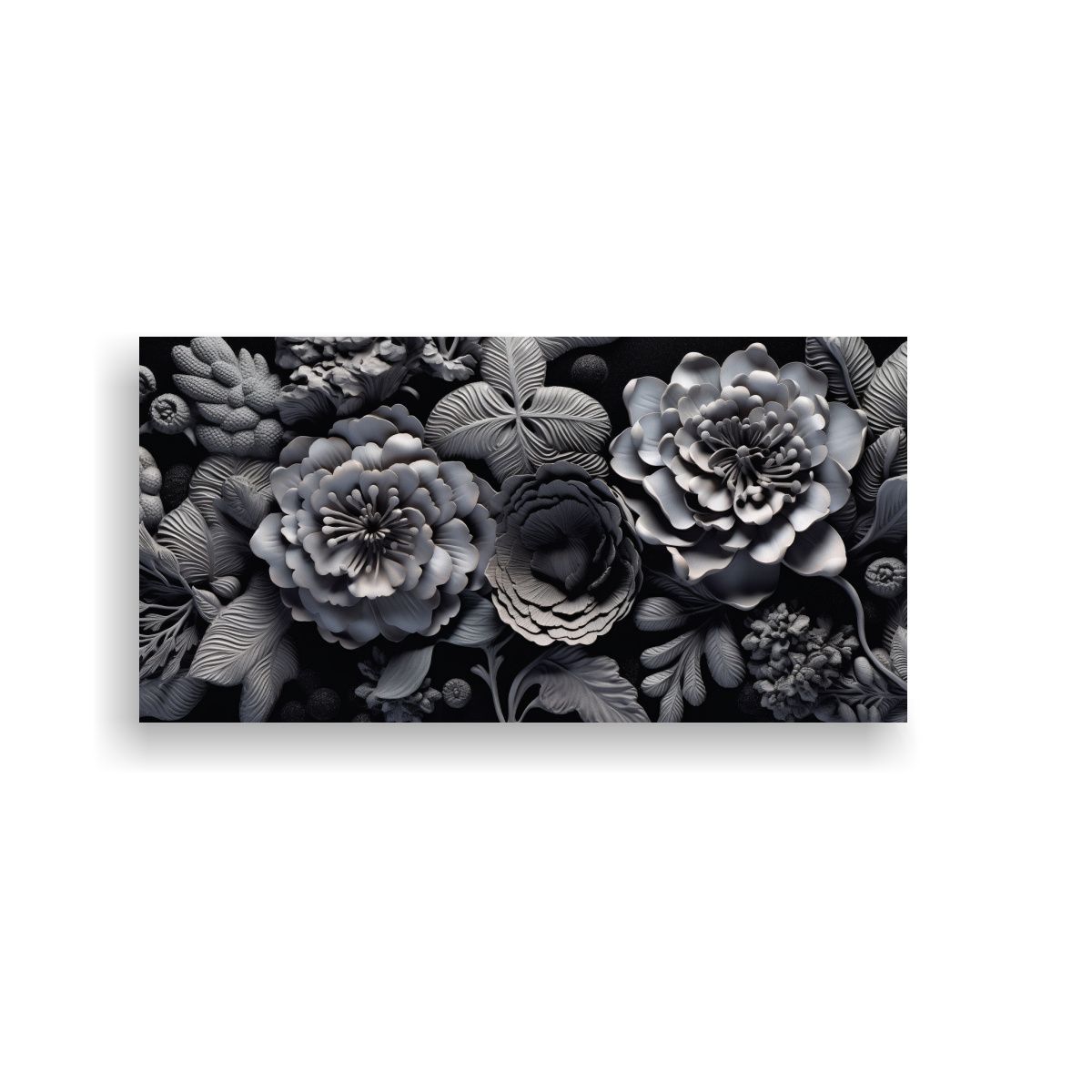 GENERICO - Pinturas Modernas En Arcilla 3D Con Flores Negras 80x40 Cm