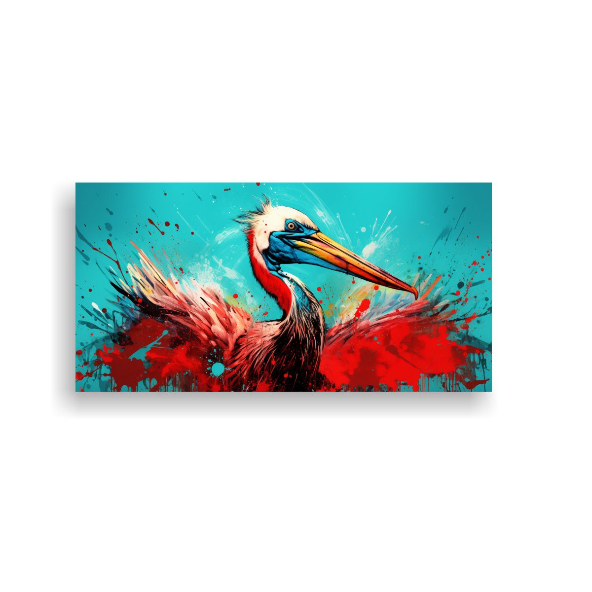 GENERICO - Cuadro Decorativo Neo Pop De Un Pelícano En 60x30 Cm