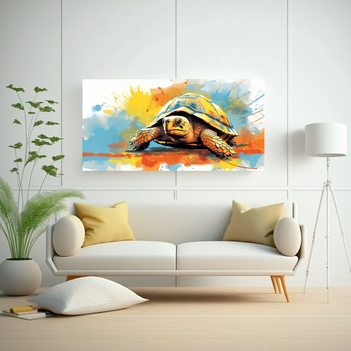 GENERICO - Pintura De Pared Abstracta Con Tortuga En Tonos 100x50 Cm