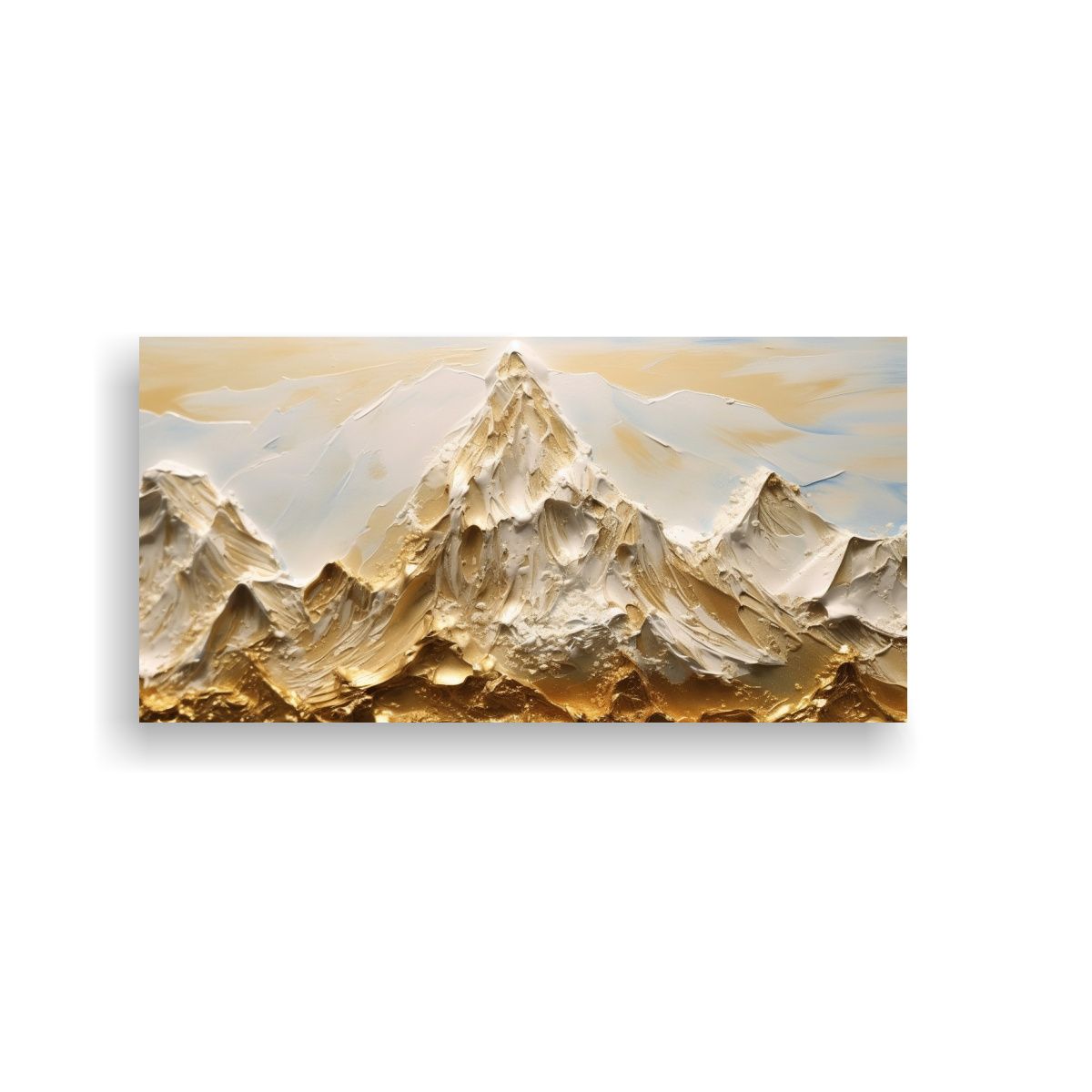 GENERICO - Pintura Montaña Nevada Con Inscripción En Tela 100x50 Cm.