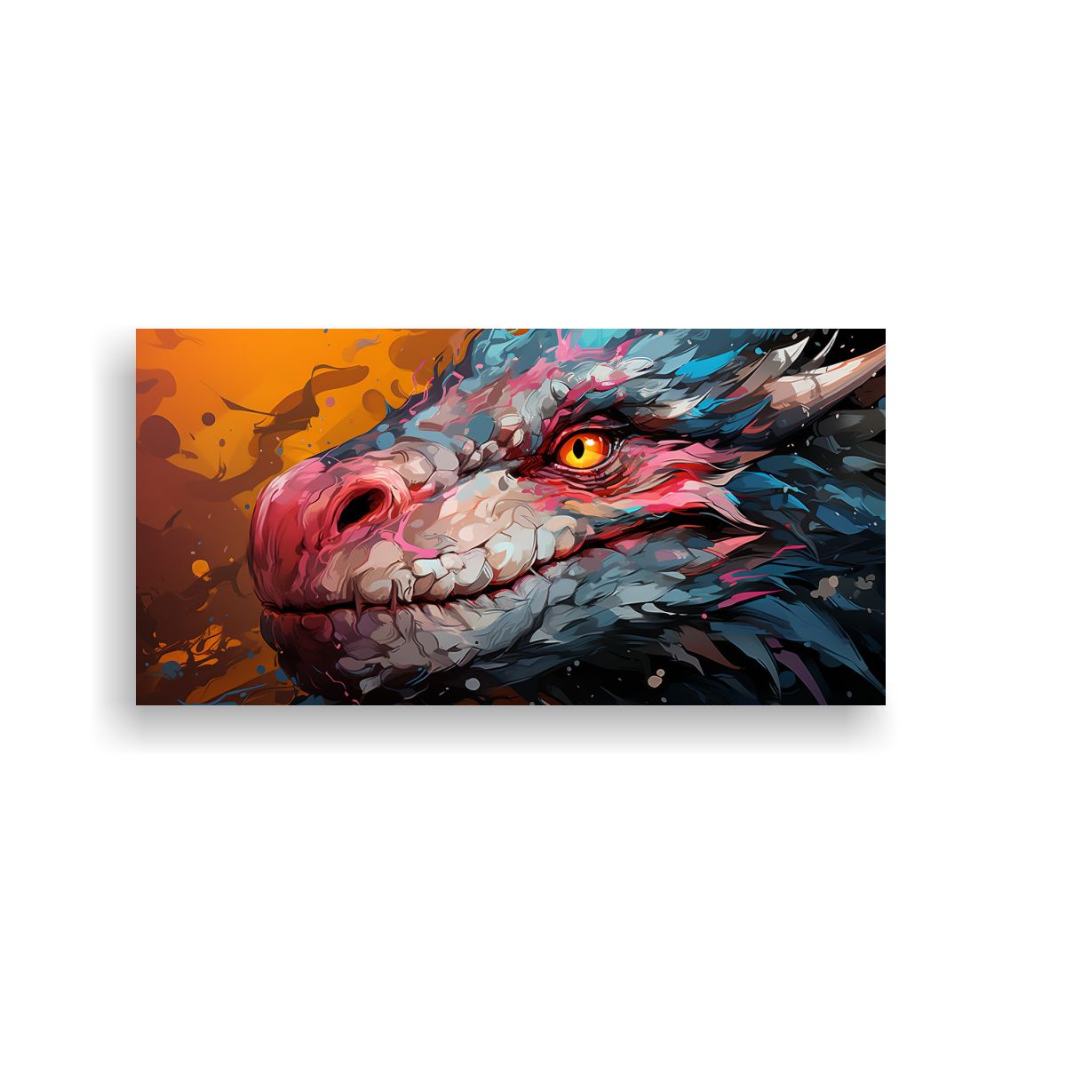 GENERICO - Cuadro Tela Abstracto Dragon Amarillo Y Rosa 80x40 Cm