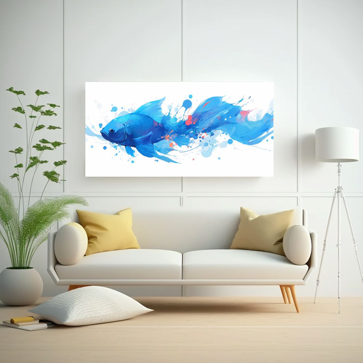 GENERICO - Acuarela Vision De Un Pez Dorado En Colores 80x40 Cm
