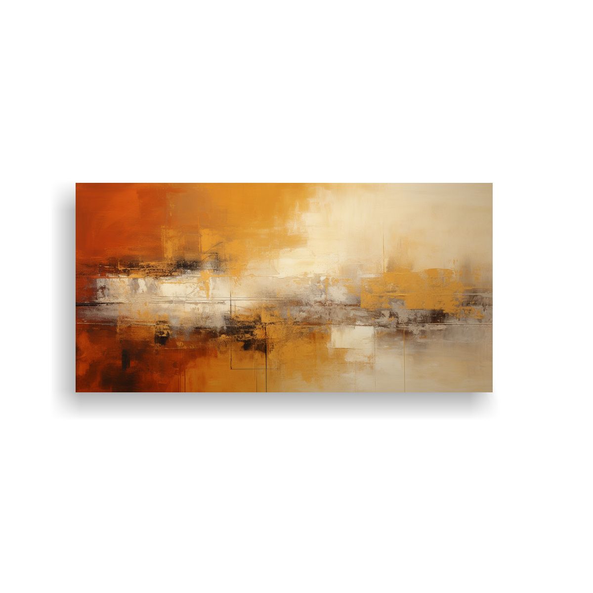 GENERICO - Lienzo De Tela Con Bonita Pintura Abstracta Dorada 60x30 Cm