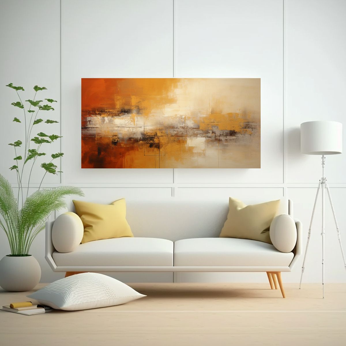 GENERICO - Lienzo De Tela Con Bonita Pintura Abstracta Dorada 60x30 Cm