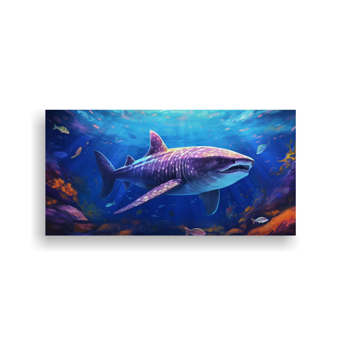 GENERICO - Cuadro Movimiento De Tiburón Ballena Pintura Al 60x30 Cm