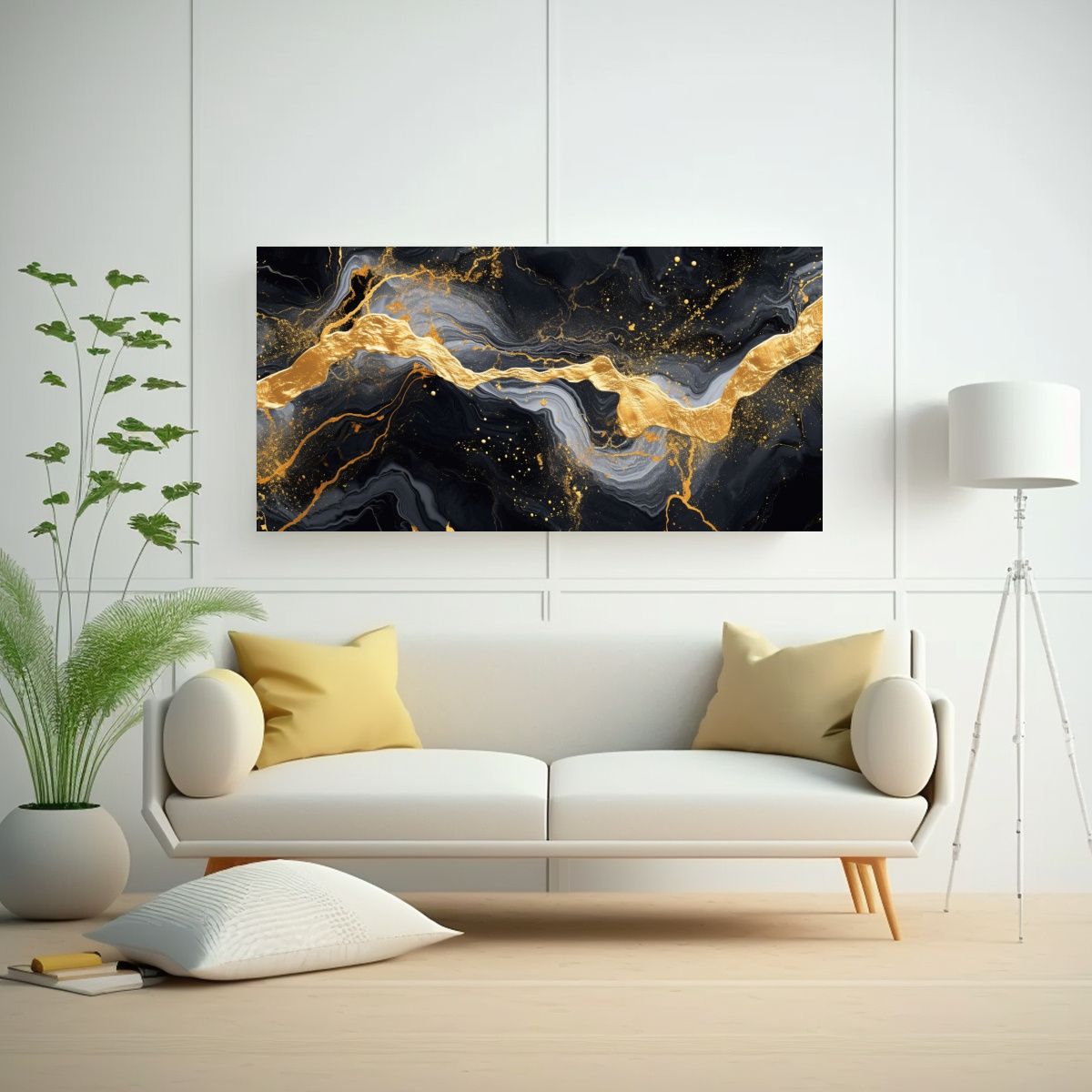 GENERICO - Pintura Acrílica Líquida Abstracta Con Finas 80x40 Cm