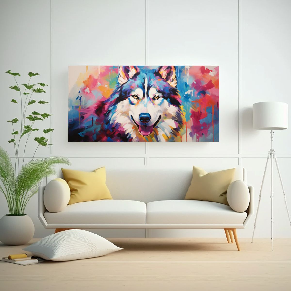 GENERICO - Lienzo Tema Original Husky Estilo Pintura Al 80x40 Cm