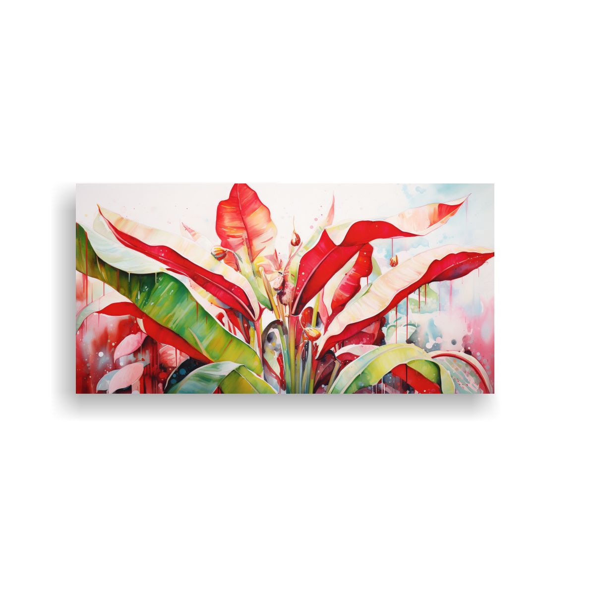 GENERICO - Cuadro Abstracto Árbol Plátano Blanco Rojo 80x40 Cm