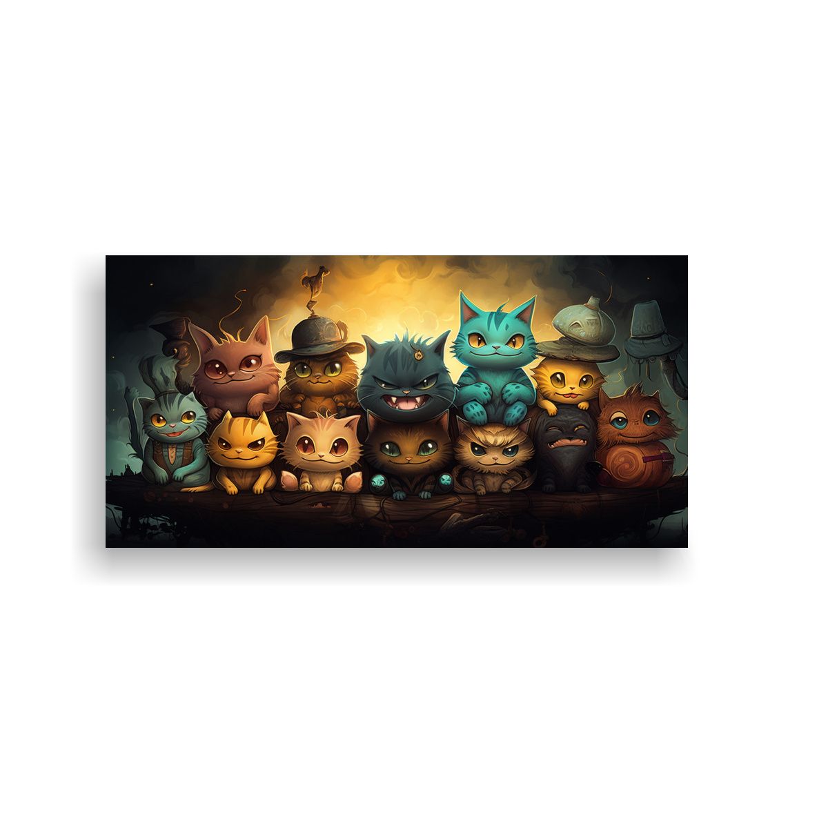 GENERICO - Pintura De Gatos En Numerosos Colores Sobre 60x30 Cm