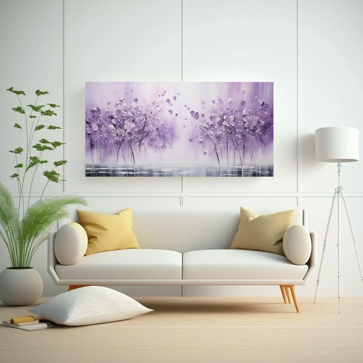 GENERICO - Pintura Decorativa De Líneas Finas En Morado Y 80x40 Cm