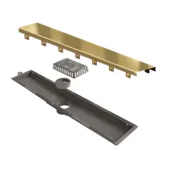 NO LOGO - Desagüe Elleve Lineal Versatille con Tapa, Salida Central de 50 cm Dorado