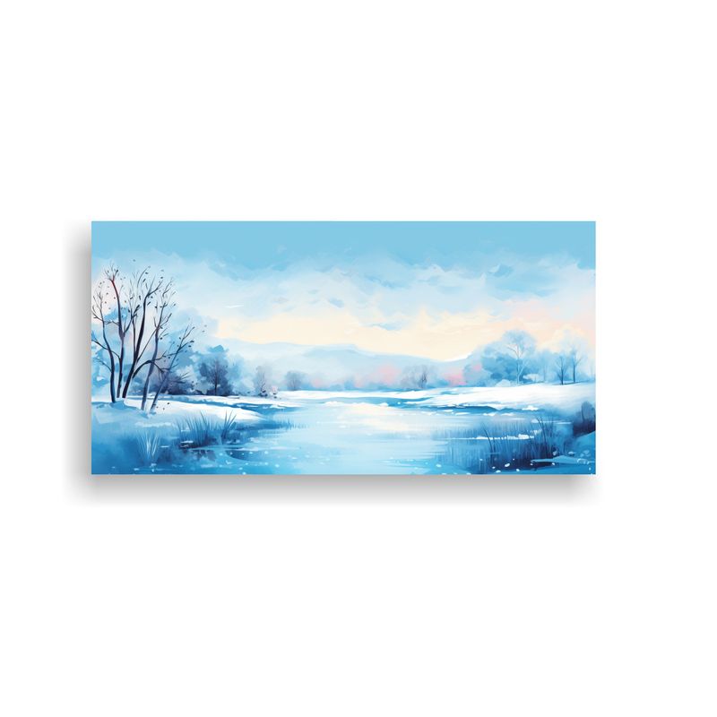GENERICO - Cuadro Invierno Paisaje Azul Estética Neo Pop Art 80x40 Cm