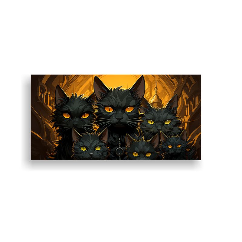 GENERICO - Pintura De Gatos Negros Apilados Con Sensibilidad 60x30 Cm