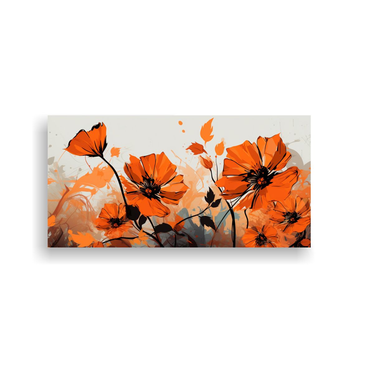 GENERICO - Cuadro Inspiración Arte Urbano Naranja Y Negro 100x50 Cm