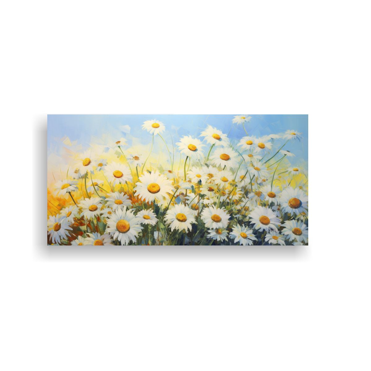 GENERICO - Pintura Abstracta De Flores Margaritas En Estilo 100x50 Cm.