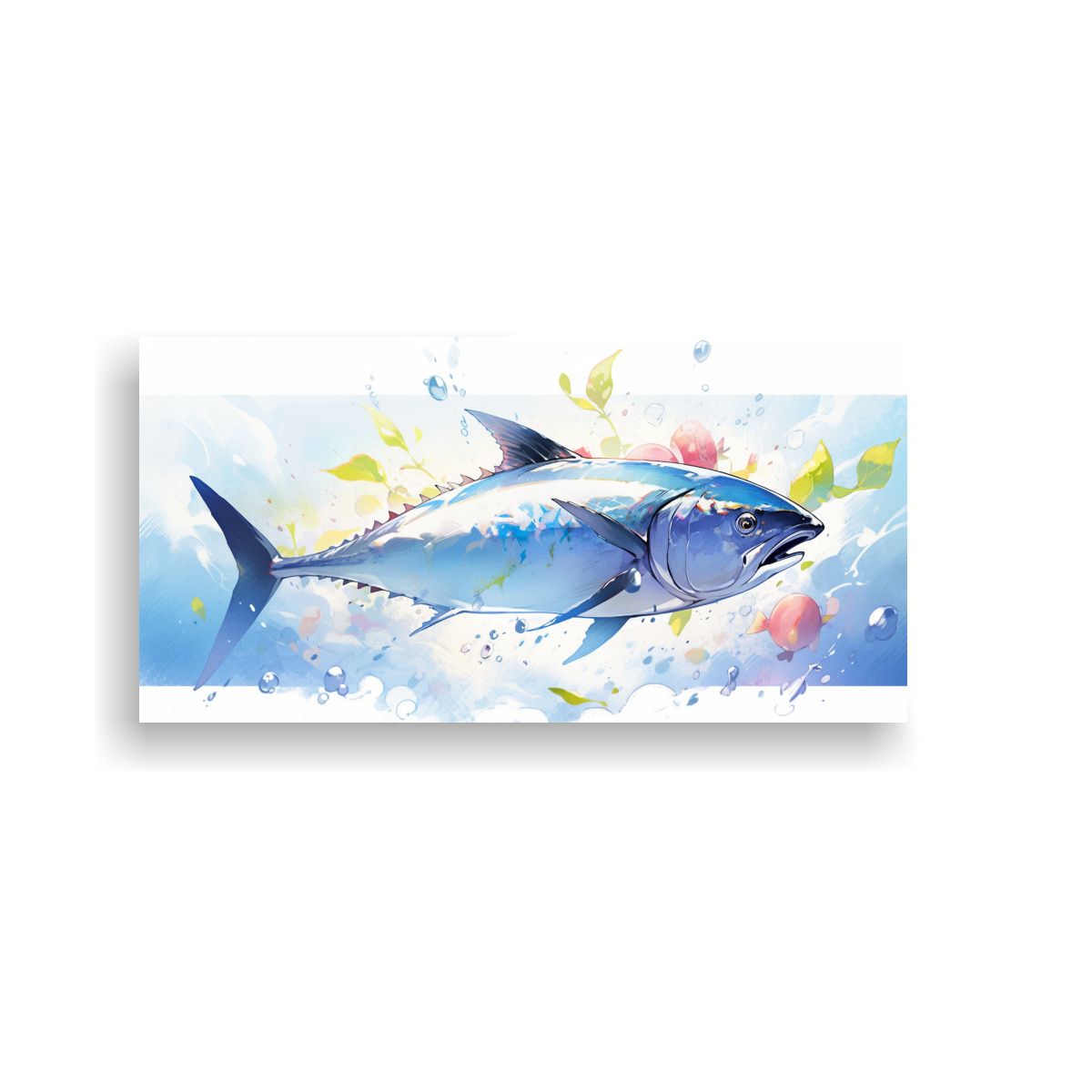 GENERICO - Pintura En Lienzo Temática De Atún En Acuarela 60x30 Cm