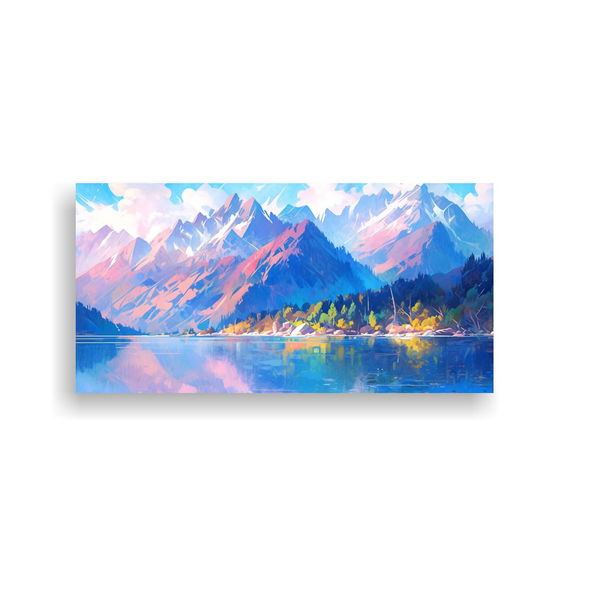 GENERICO - Cuadro Venta Intensidad Montañas Junto A Lago 60x30 Cm