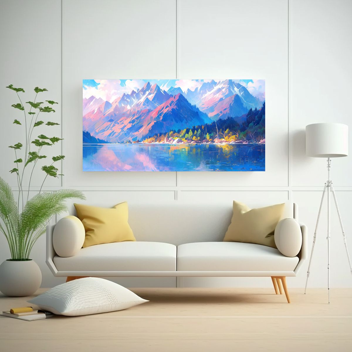 GENERICO - Cuadro Venta Intensidad Montañas Junto A Lago 60x30 Cm