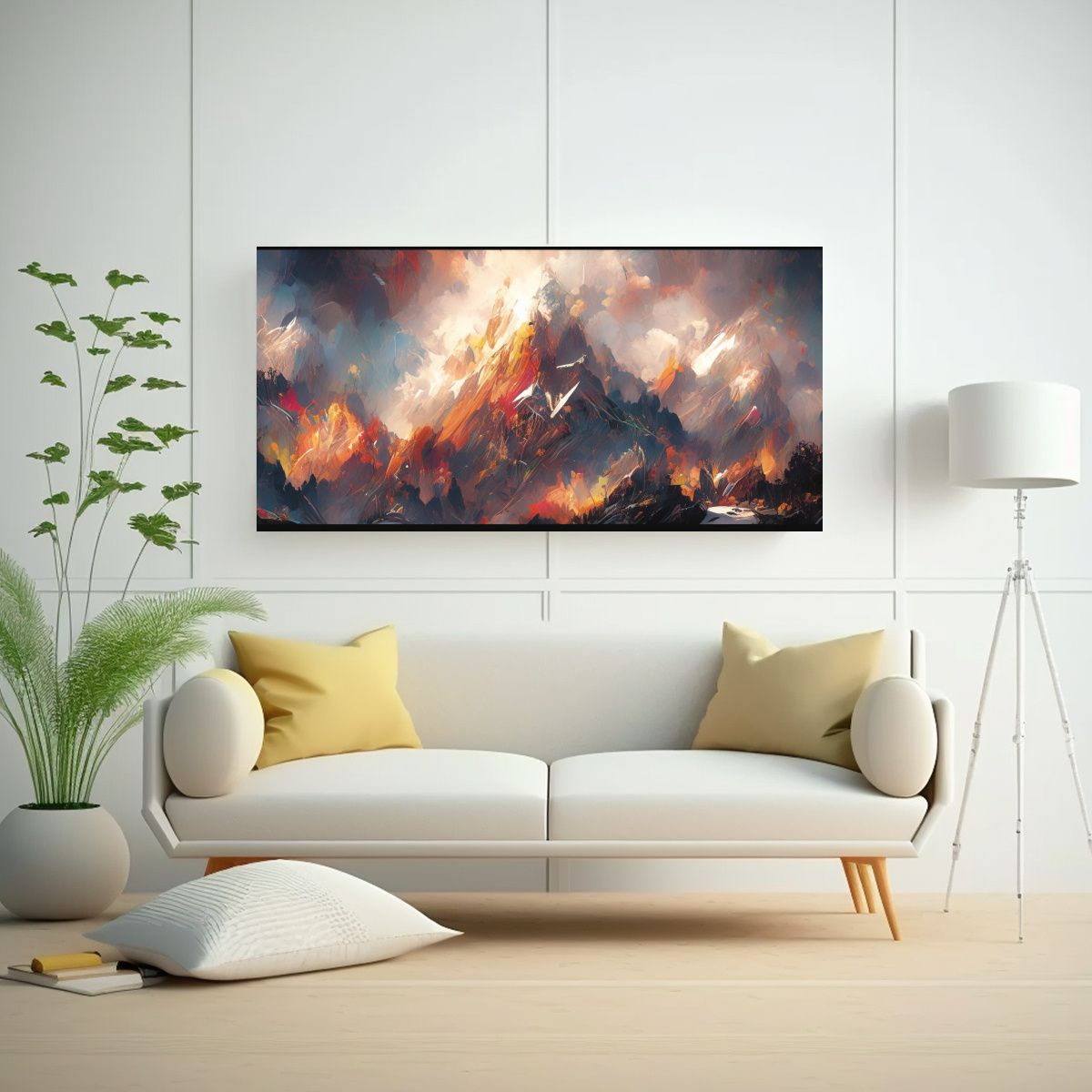 GENERICO - Pintura Decorativa Elegante De Montañas Nevadas 60x30 Cm